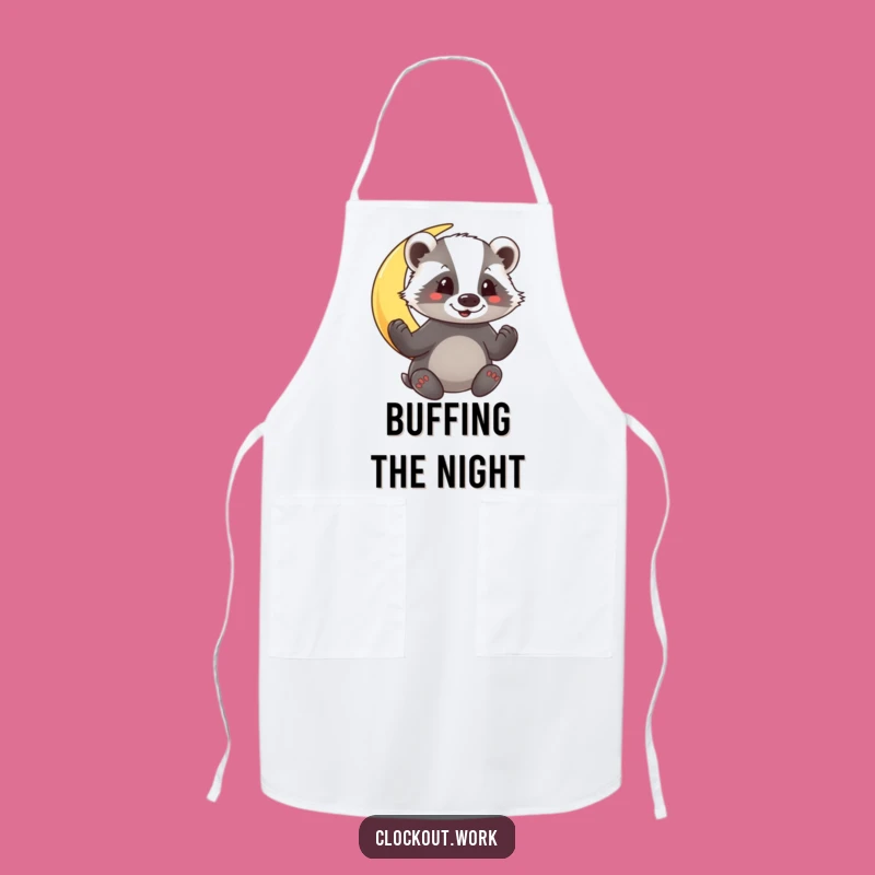 Funny Badger Moon Polisher Apron: Cook Up Laughs with Celestial Kitchen Whimsy