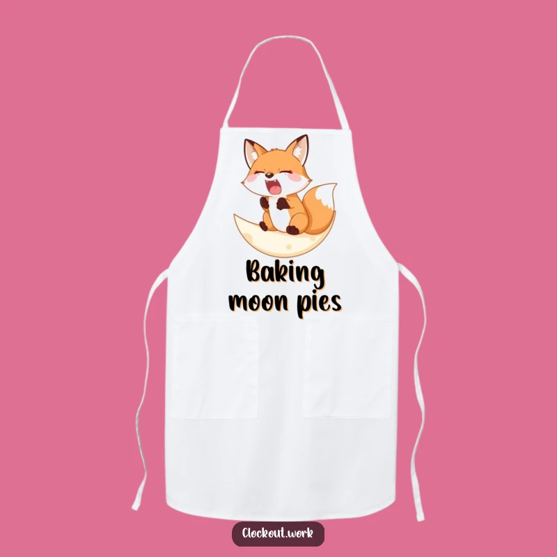 Funny Apron: Sleepy Fox Moon - Cozy Night Chef Gift