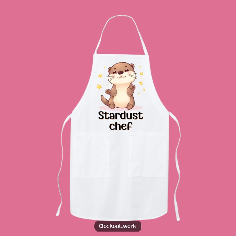 Funny Otter Star Juggler Apron: Cook Up Fun with Cosmic Kitchen Whimsy