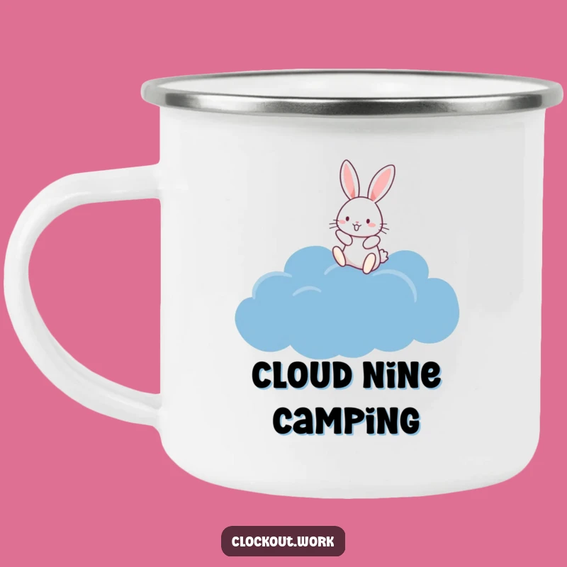 Funny Rabbit Cloud Hopper Camping Mug: Sip with Joy Under the Sky