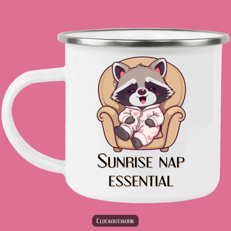 Durable Funny Raccoon Pajamas Camping Mug: Relaxed Adventure Ready