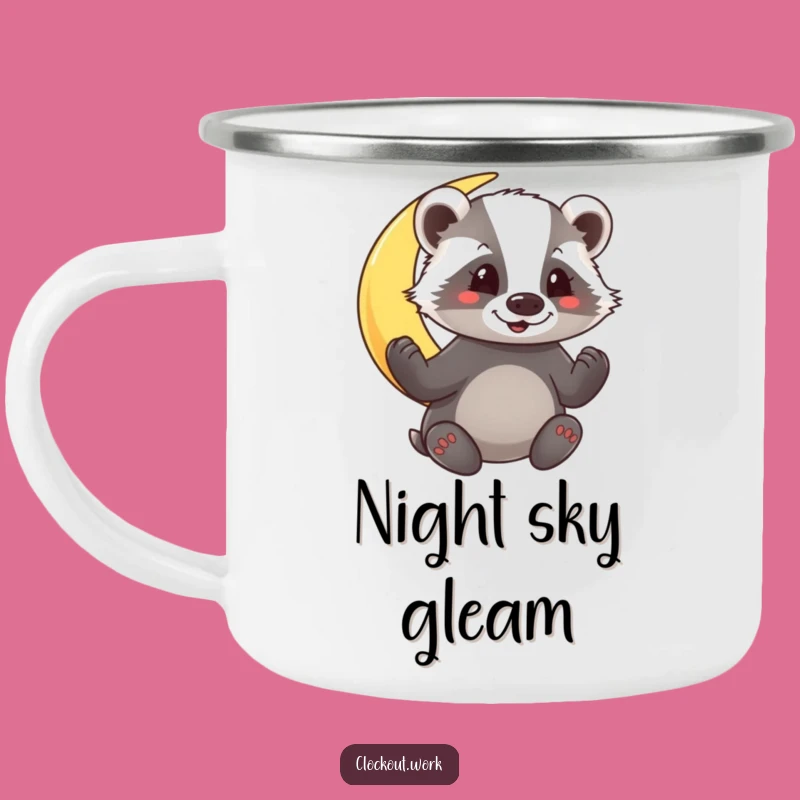 Funny Badger Moon Polisher Camping Mug: Sip Under the Stars with Cosmic Humor