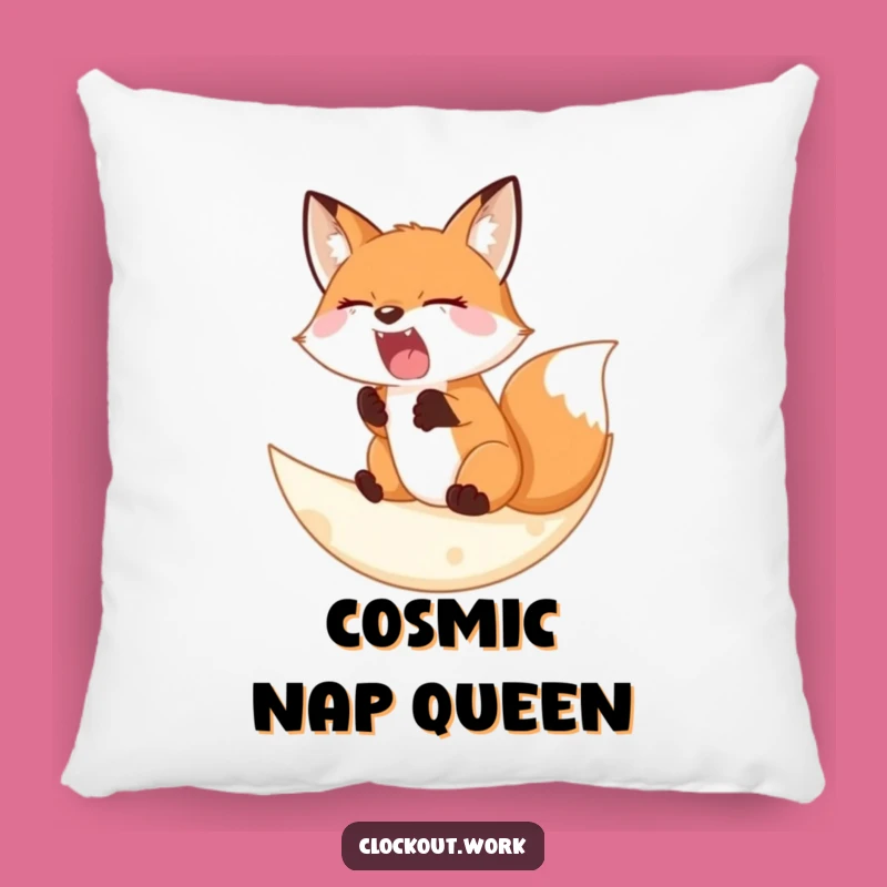 Funny Pillow: Sleepy Fox Moon - Cozy Night Decor