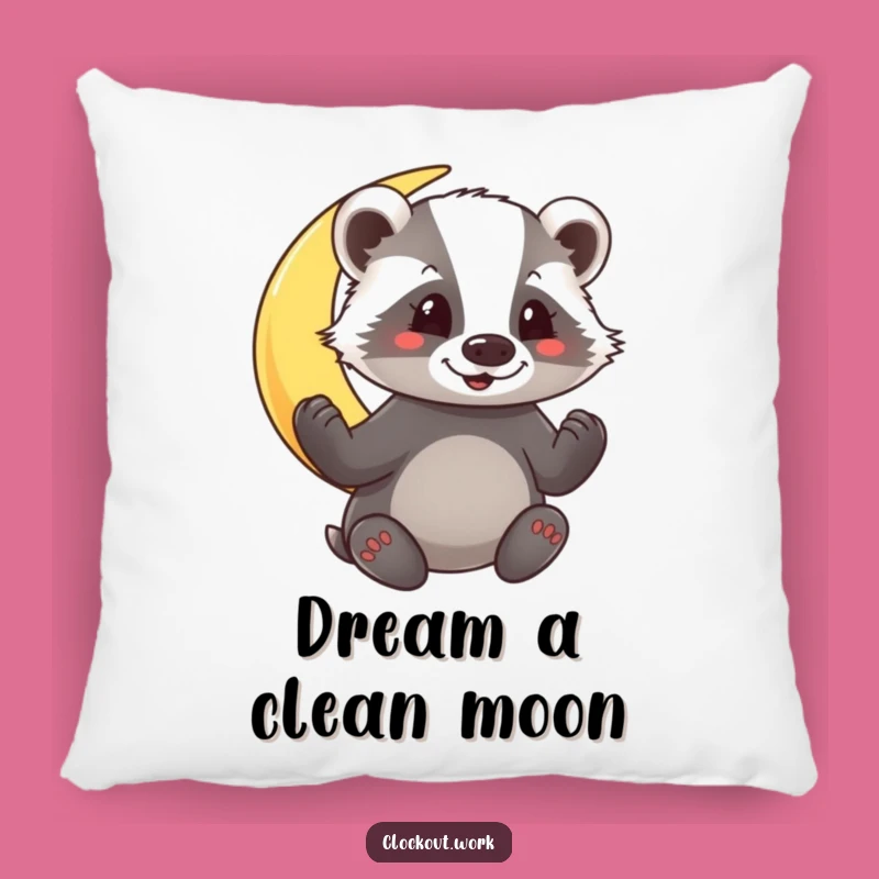 Funny Badger Moon Polisher Pillow: Cozy Up with Celestial Dreams and Comedic Charm
