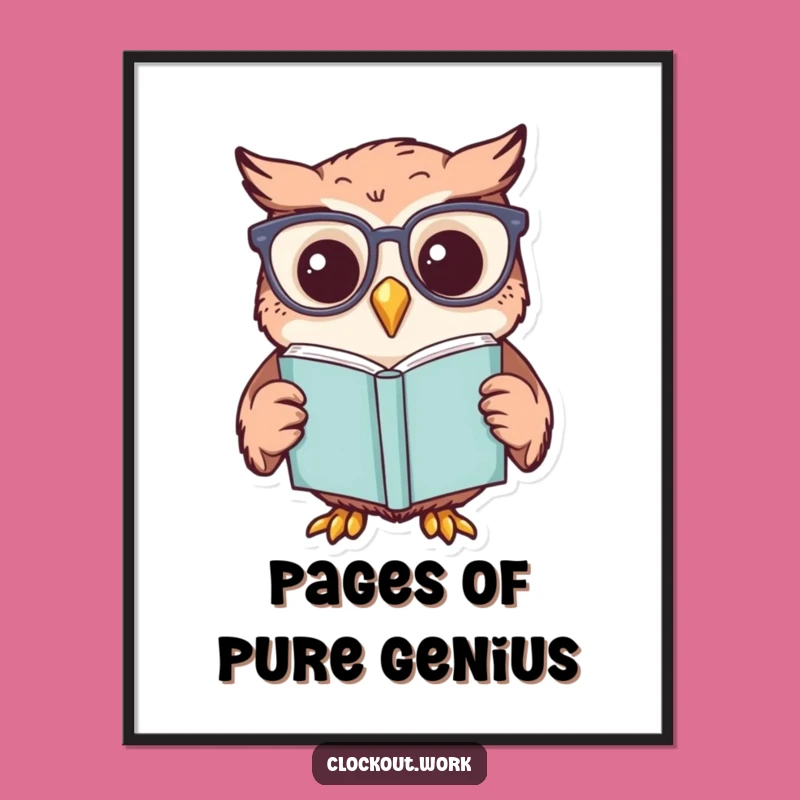 Funny Owl Reading Digital Art: Instant Laughs for Your Walls