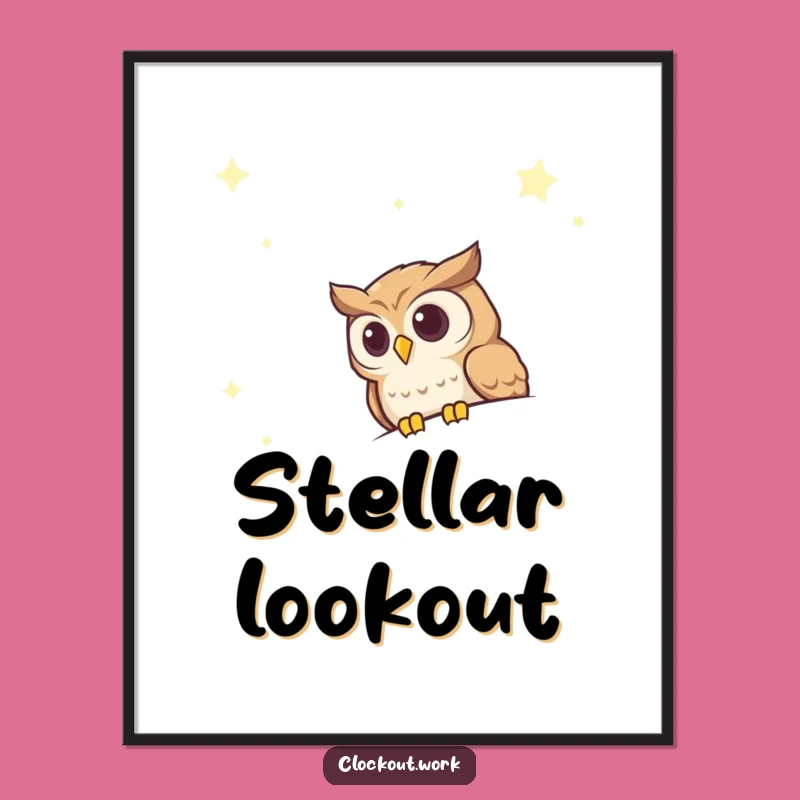 Funny Curious Owl Night Sky Poster: Decorate with Nocturnal Wisdom and Wonder