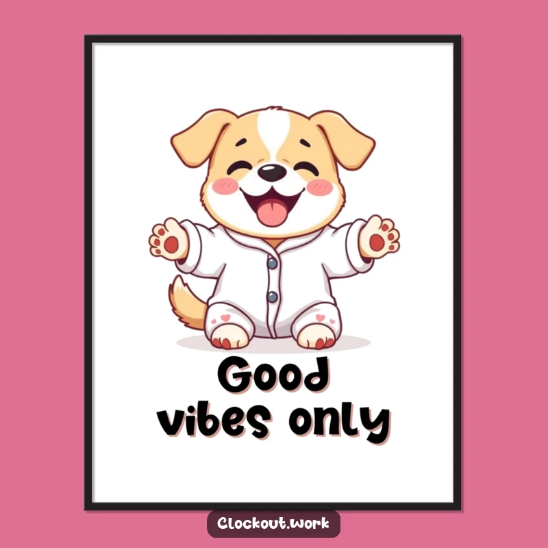 Funny Dog Pajamas Poster: Add Whimsy to Your Walls