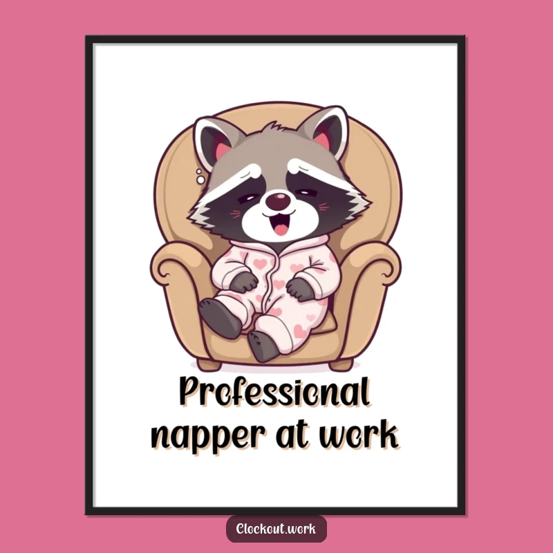 Free Printable Raccoon Wall Art: Cozy Armchair Decor, Funny Downloadable Art