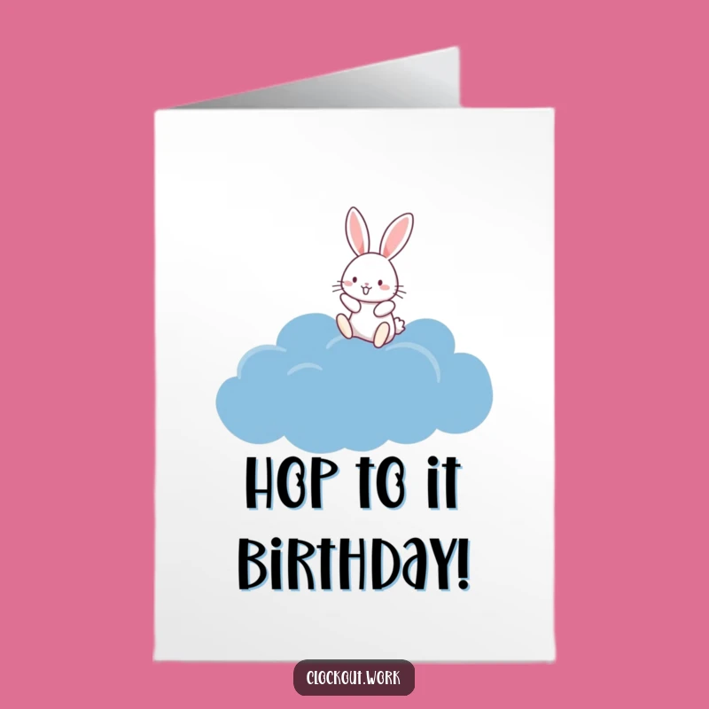 Free Printable Birthday Card: Rabbit on Cloud, Joyful Downloadable Gift
