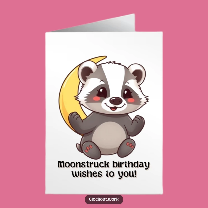 Free Printable Birthday Card: Funny Badger Moon Polisher, Hilarious Downloadable Gift