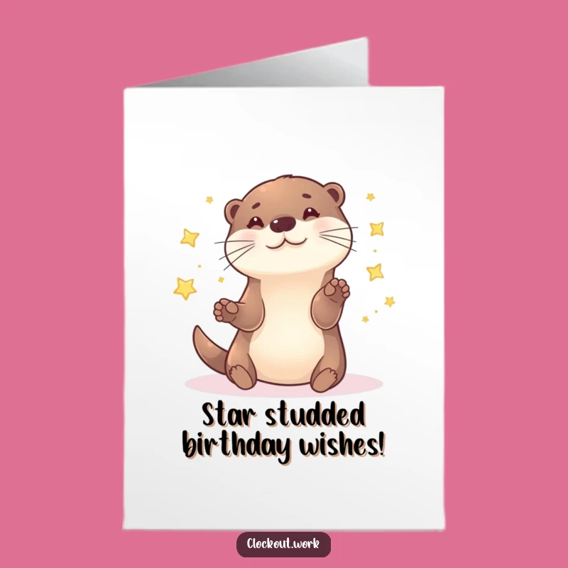 Free Printable Birthday Card: Otter Juggling Stars, Fun Downloadable Gift for All