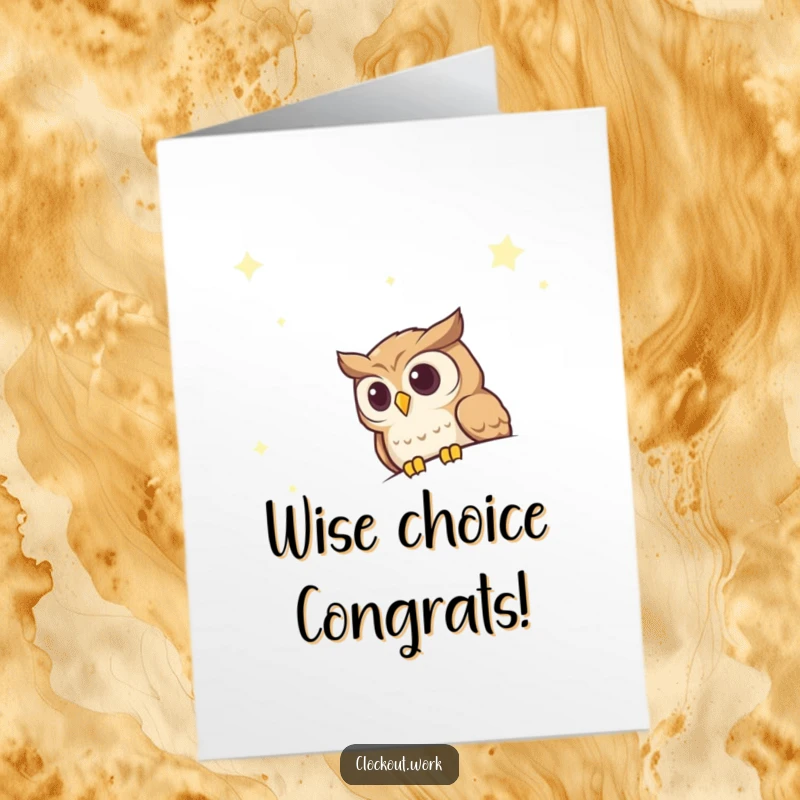 Funny Free Printable Congratulations Card: A curious owl peeking over the starry night sky, observing and celebrating their success.