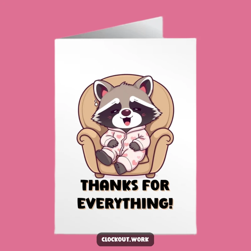 Free Printable Raccoon Thank You Card: Cozy Thanks, Downloadable Grateful Gift