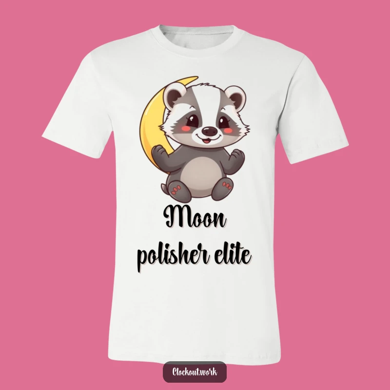 Funny Badger Moon Polisher T-Shirt: Wear Celestial Humor with this Comedic Creature Tee