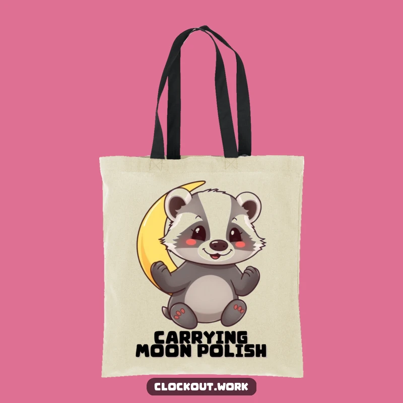 Funny Badger Moon Polisher Tote Bag: Carry Your Essentials with Celestial Whimsy